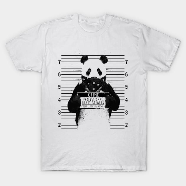 Cute Panda Crime Professional Heart Stealer Funny Panda T-Shirt by joneK